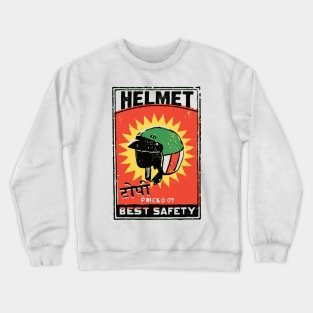 Motorcycle Helmet / Vintage Matchbox Art Crewneck Sweatshirt